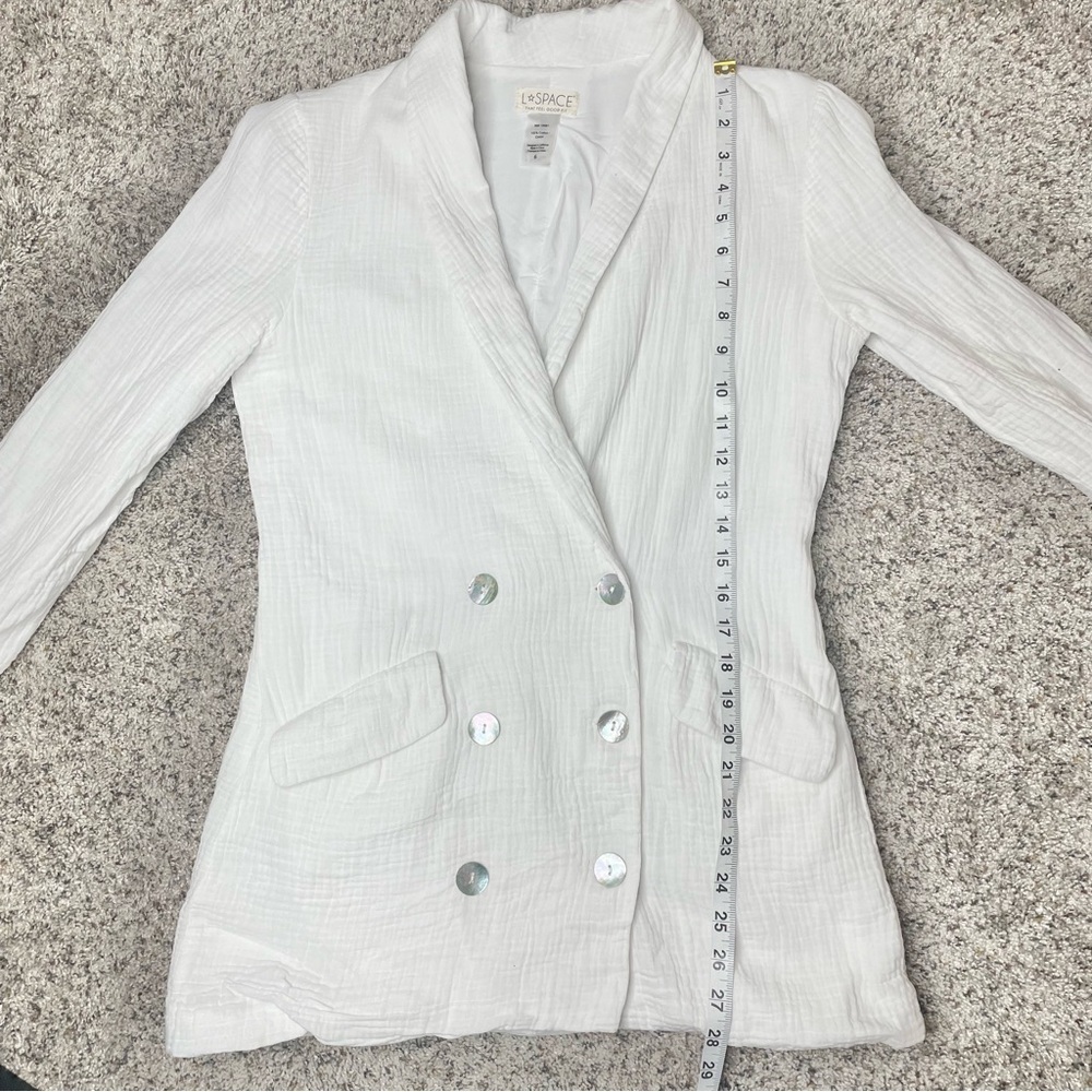L*SPACE Bianca Blazer Jacket Cream White 6 Double Breasted Muslin Cotton - Picture 9 of 10